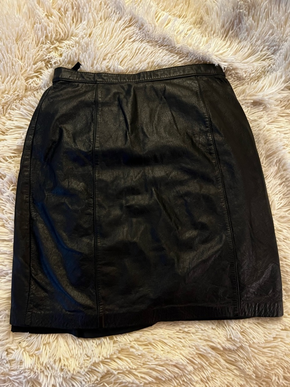 Black Leather Pencil Skirt - Women